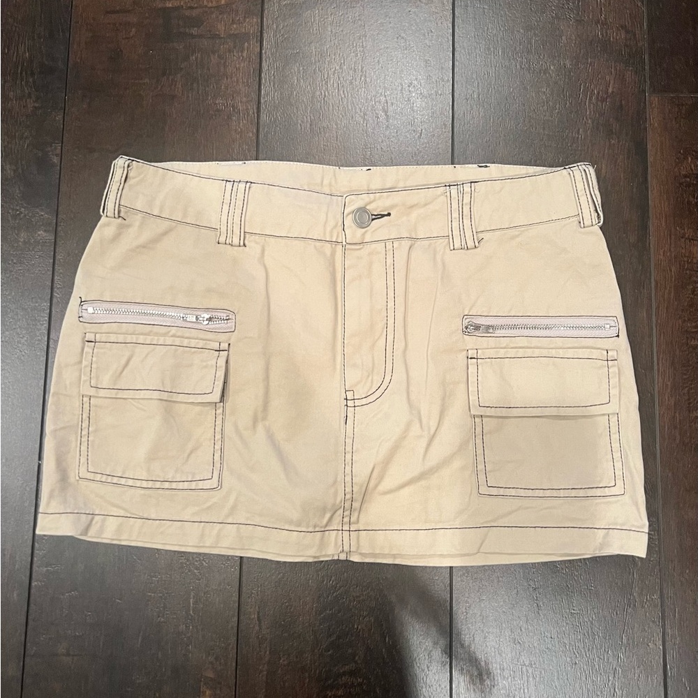 Tan Mini Cargo Skirt